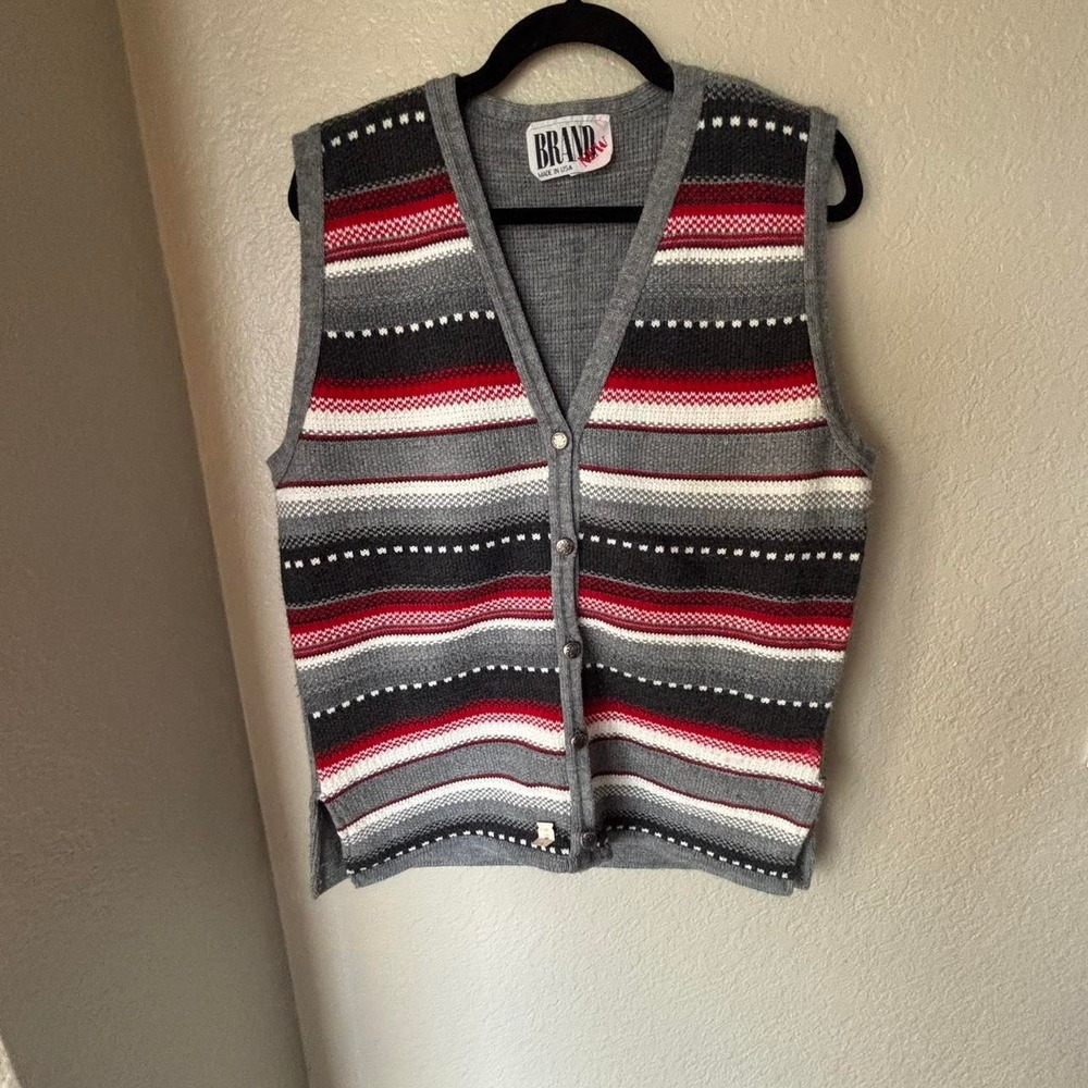 Brand New‎ Grey Multi-Colored Sweater Vest